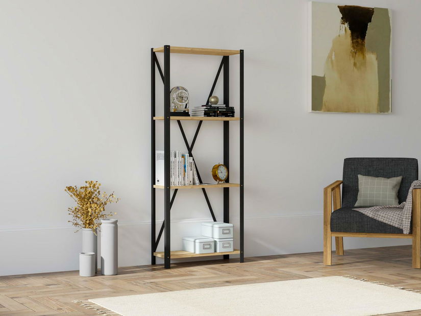 Regál Mikima 1 (zafír tölgy + fekete) 