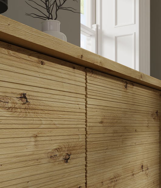 Masă TV 4D 180 Sherlock (Stejar artisan + Negru + Auriu)