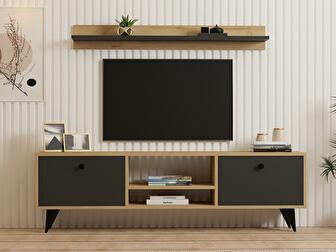 Mobilier living Nateda (stejar zafir + antracit) 