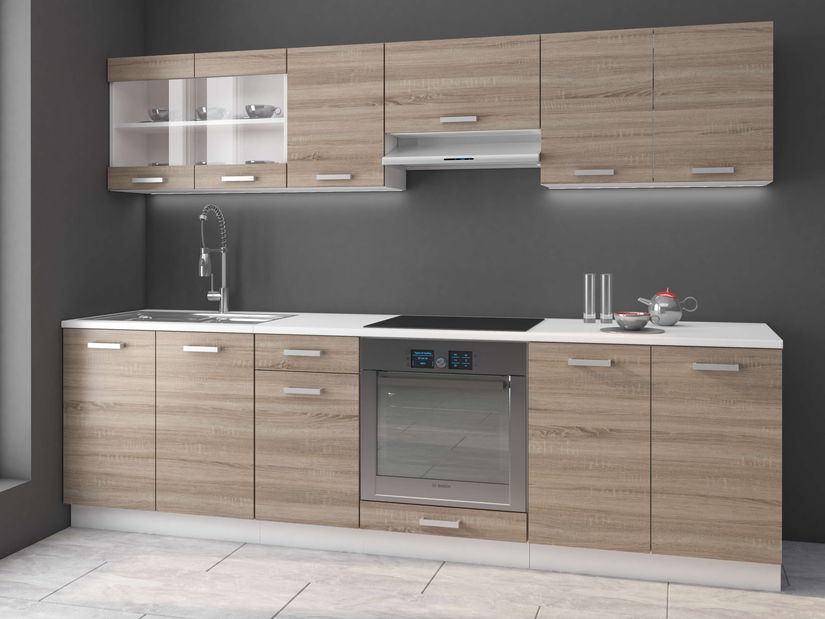 Dulap superior de bucătărie Domton 60 G-60 2F (alb + stejar sonoma truflă)