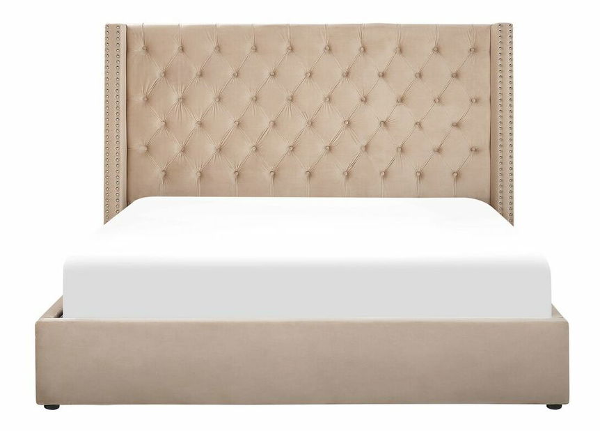 Pat matrimonial 160 cm LUBECK (poliester) (bej) (cu somieră)