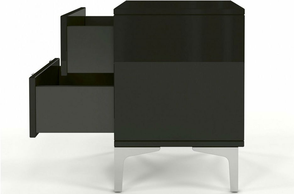 Éjjeliszekrény Evenna (magasfényű fekete) *Kiárusítás