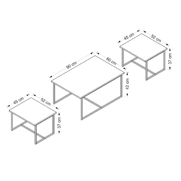 Set măsuțe de cafea Lavenda (Nuc)