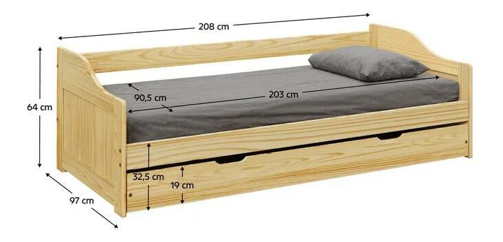 Jednostruki krevet 90x200 cm Lusid (prirodna) *rasprodaja