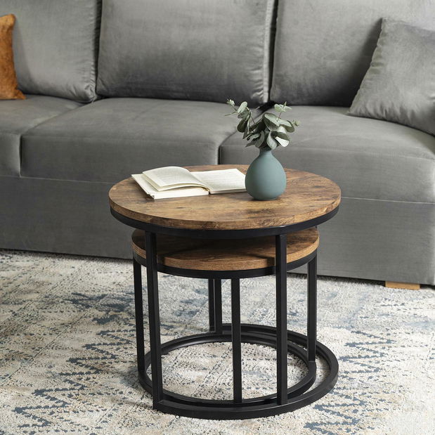 Set 2 măsuțe de cafea Firmadas (stejar rustic) 