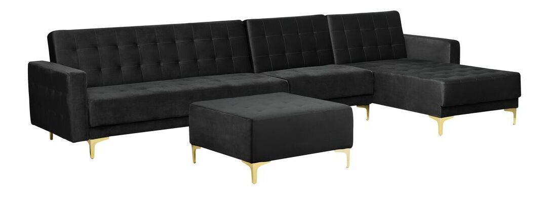 Sarok ülőgarnitúra zsámollyal Aberde (fekete) (B)