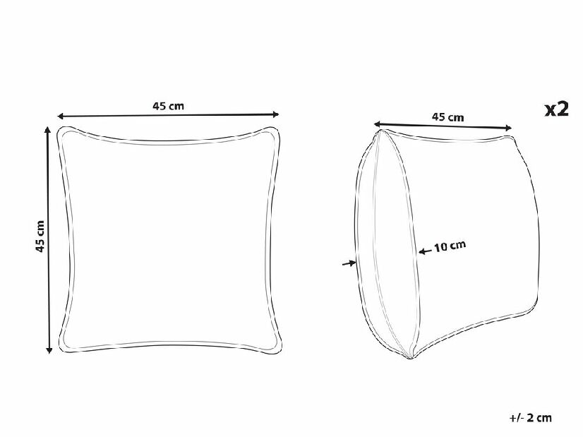 Set 2 ukrasna jastuka 45 x 45 cm Yuzza (crna)