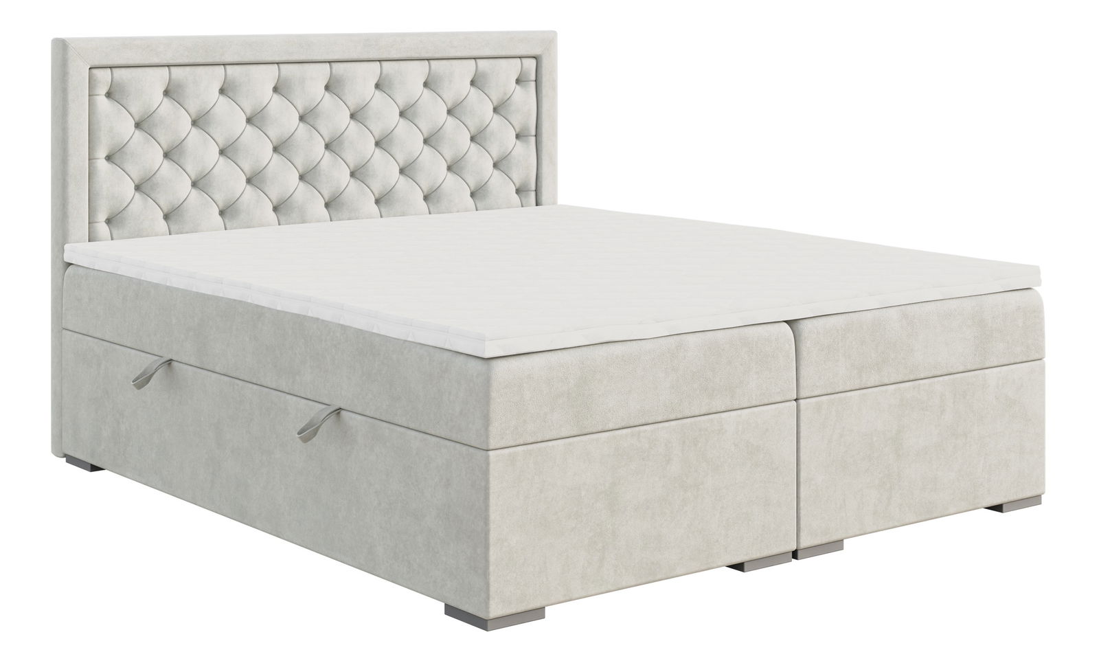 Pat matrimonial Boxspring 140 cm Bohem (ivory) (cu saltea și sp. depozitare)