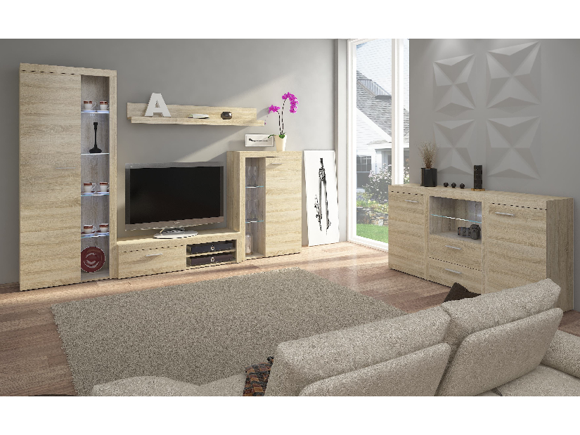 Mobilier living Rudby (Stejar sonoma) (fără iluminat)