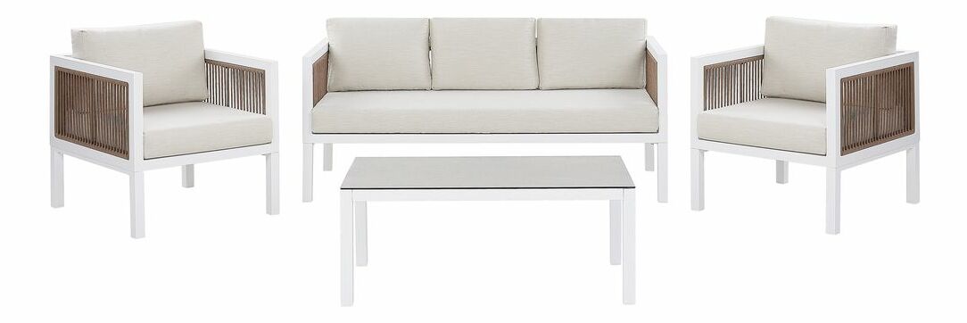 Záhradný set BORO (biela + hnedá) (pre 5 osôb)