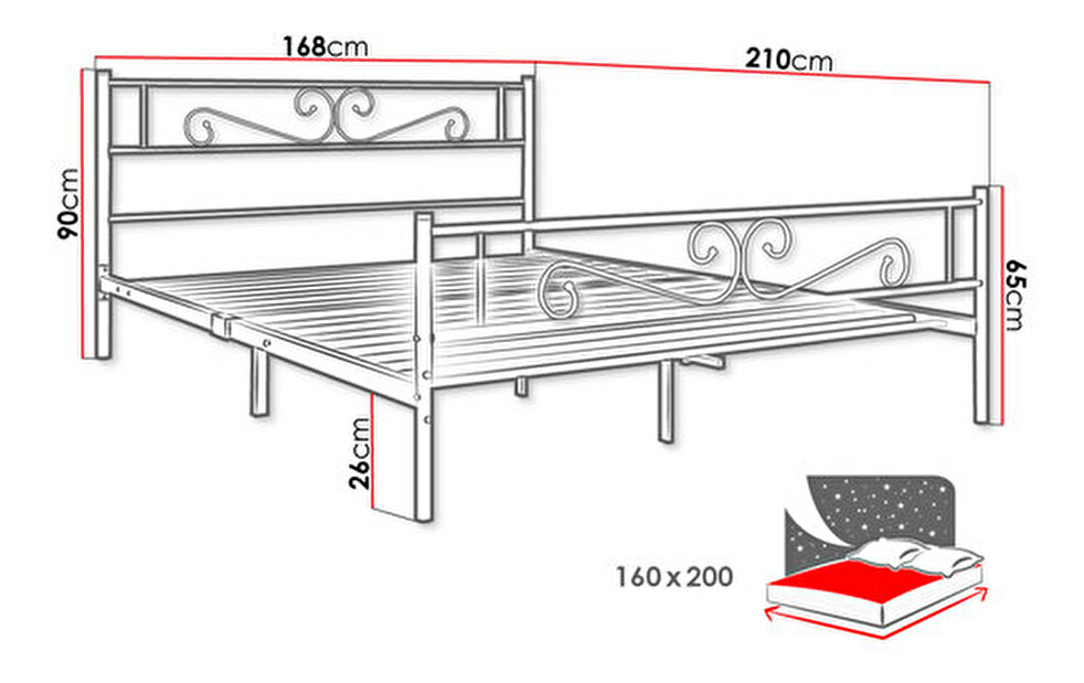 Manželská posteľ 160x200 cm Bengrio 0601 (biela) (bez matraca) *výpredaj