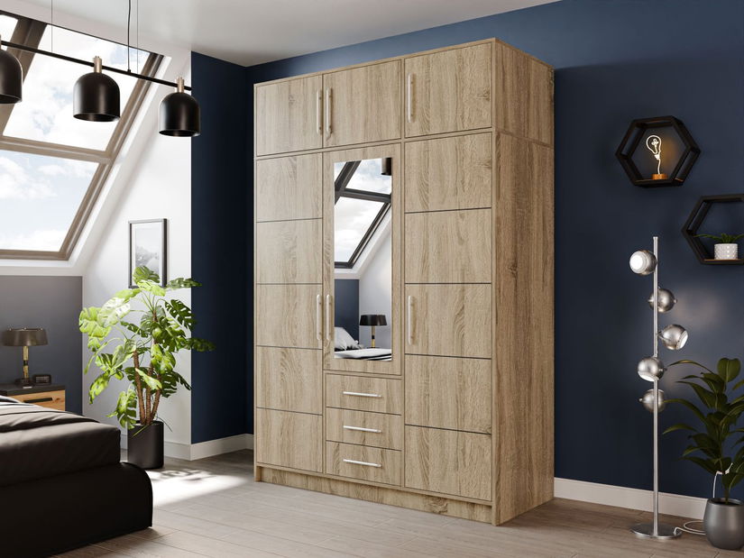 Ormar za garderobu Lenona D3 (hrast sonoma) (s ogledalom)