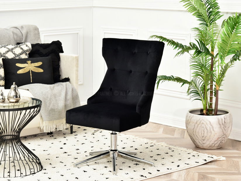 Fotel Elza (fekete + króm)