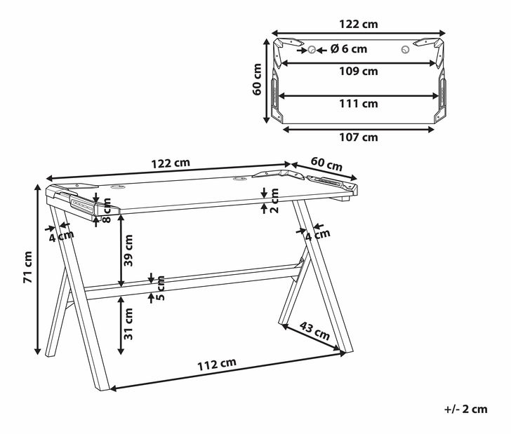 Számítógépasztal DAVERO (fekete)