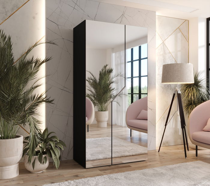 Dulap de haine Alaris 3 100 (negru + cașmir) (cu oglindă)