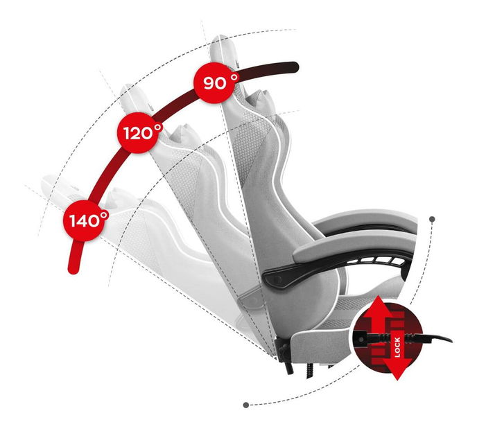 Fotoliu gaming Fusion 4.7 (alb + gri)