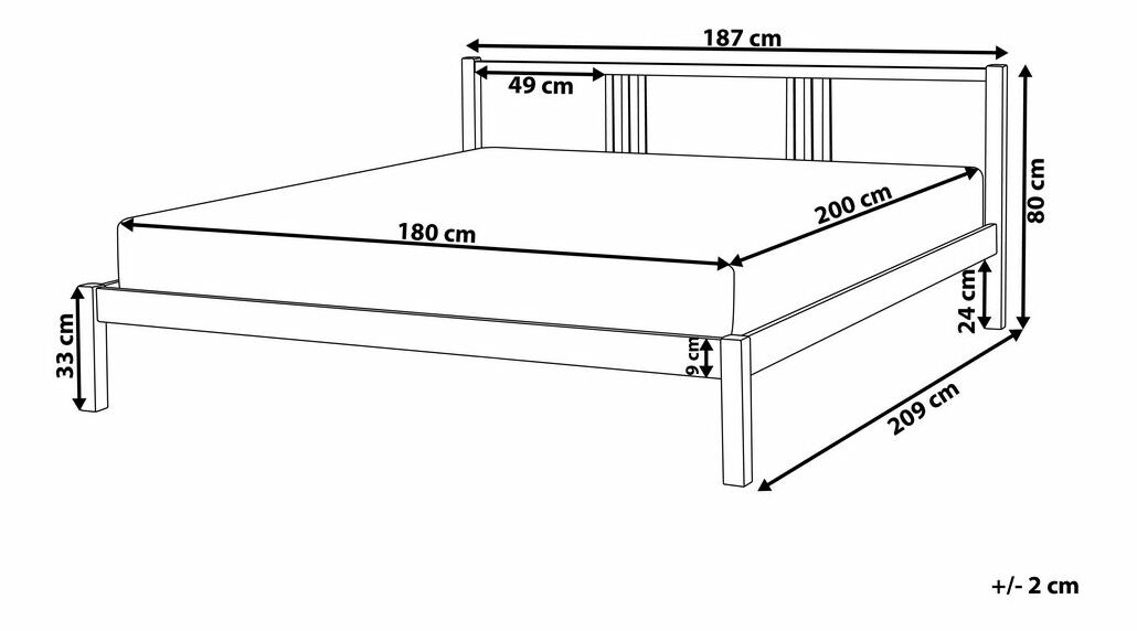 Bračni krevet 180 cm VALLES (s podnicom) (bijela)