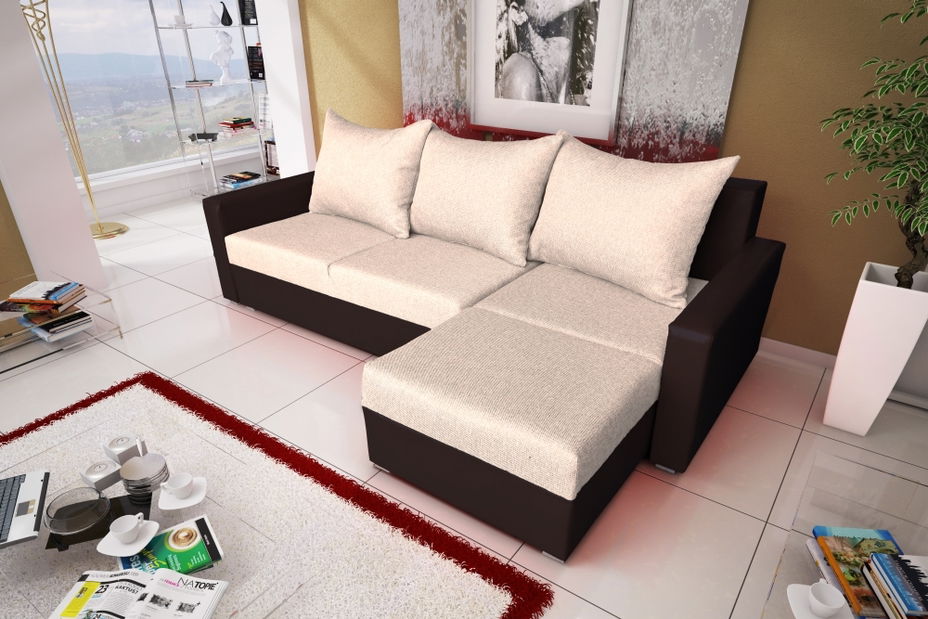 Rohová sedačka Matthaeus (biela + tmavosivá) (P)