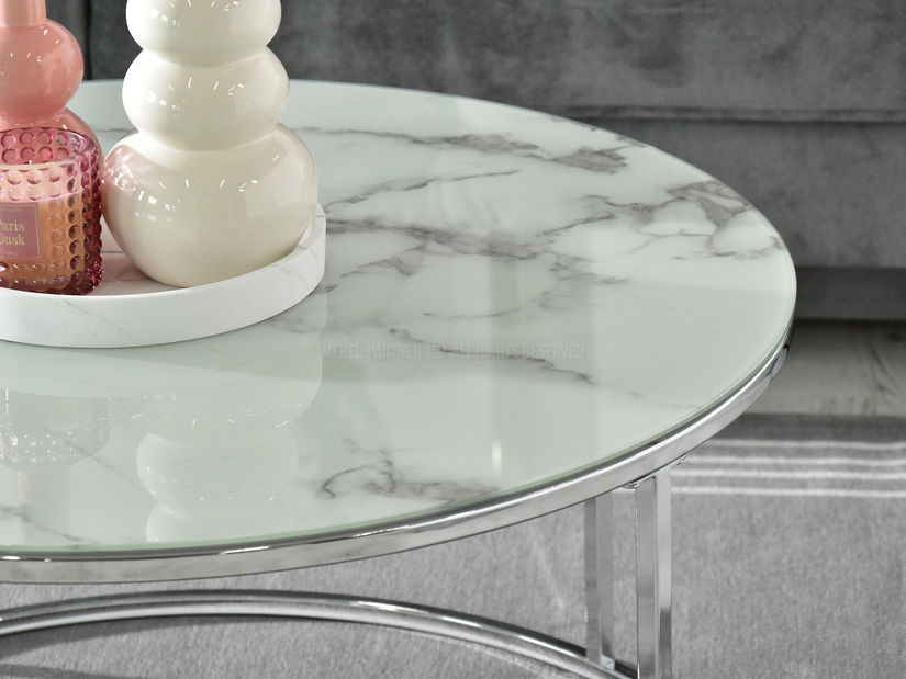 Stolić za kavu Grande (bijeli mramor + krom)