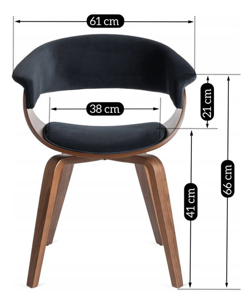 Scaun sufragerie Generosas 1 (negru + nuc) 