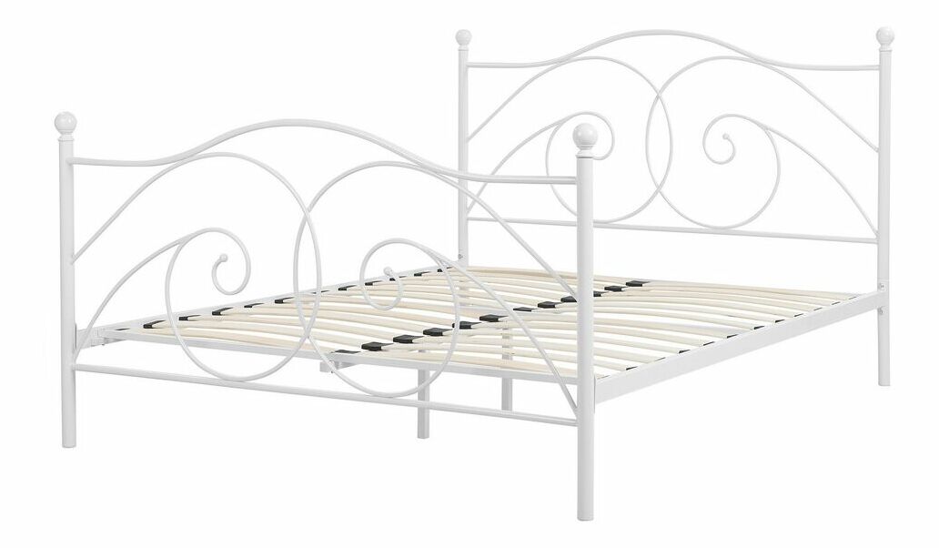 Pat matrimonial 140 cm DIROU (cu somieră) (alb)