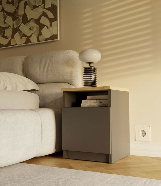 Nočný stolík Gustaban 2 (antracit + dub artisan)