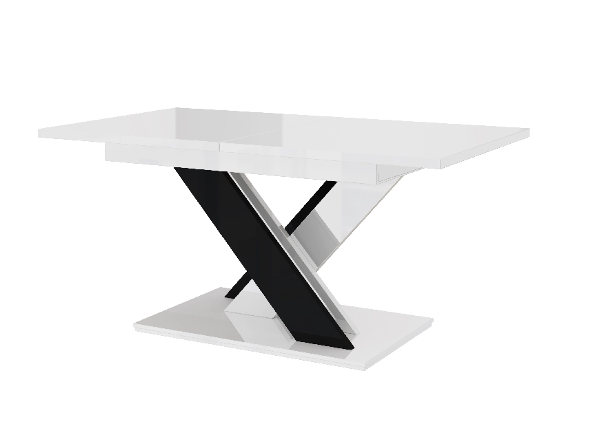 Blagovaonski stol Barax (sjaj bijeli + crni sjaj) (za 6 do 8 osoba) *rasprodaja