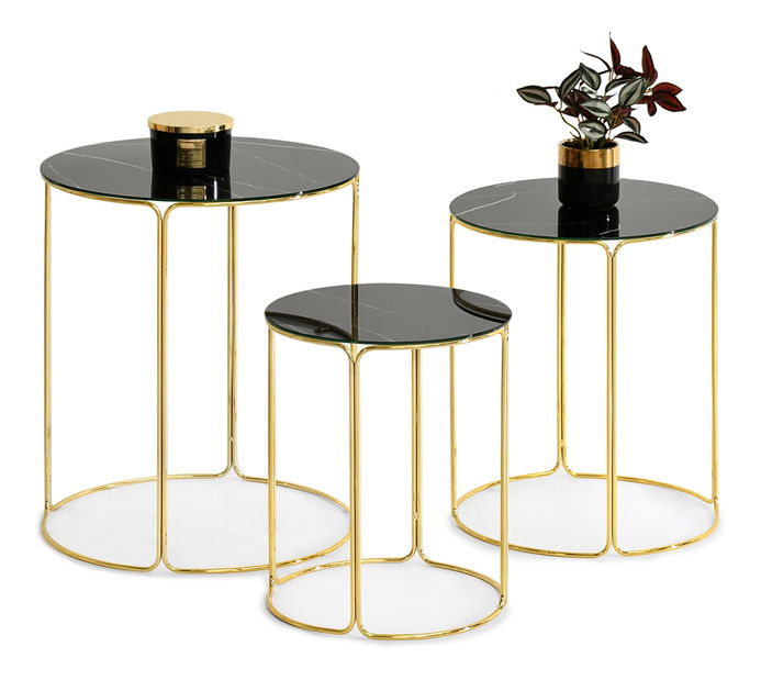 Măsuță de cafea Belianni Zest (marmură negru + auriu)