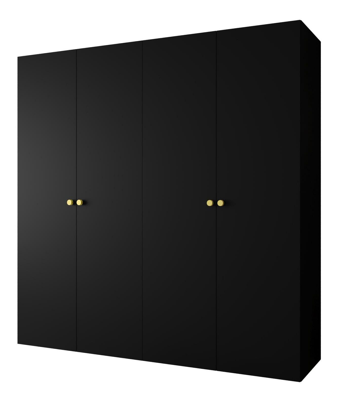 Šatníková skriňa 200 cm Parna 1 (čierna + zlatá)