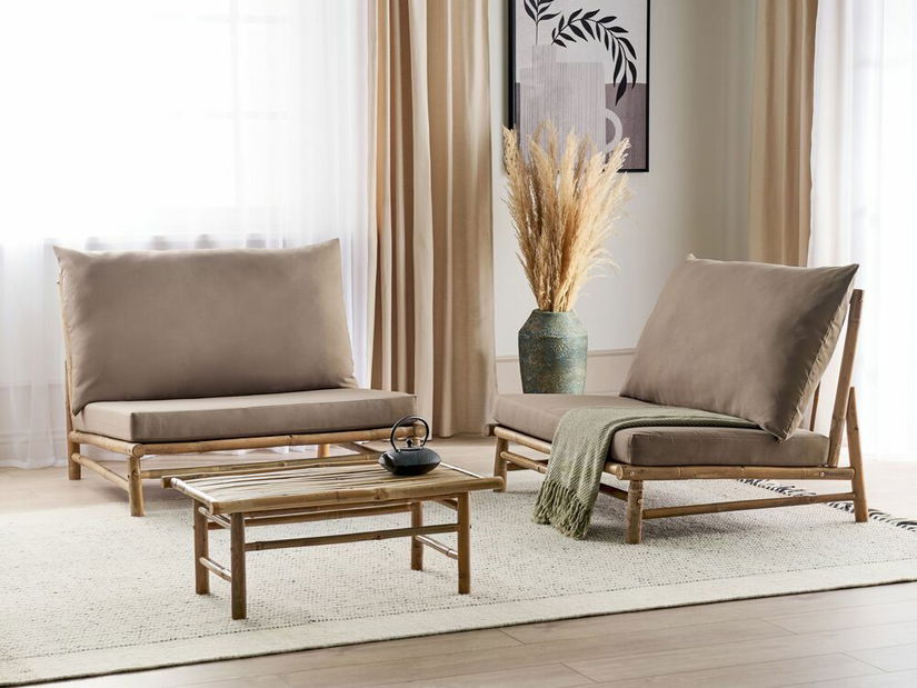 Set mobilier de grădină Theta (lemn deschis + gri închis) 