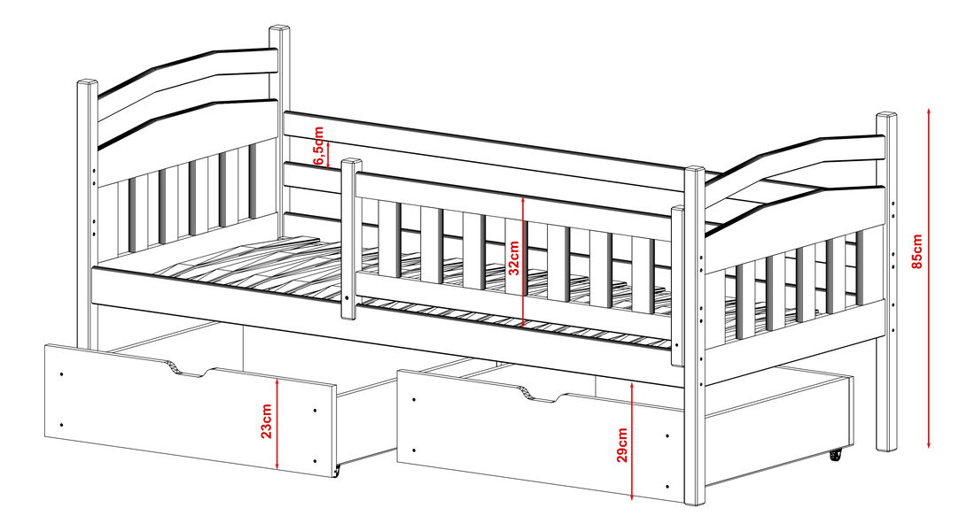 Dječji krevet 90 x 190 cm Tarra (s podnicom i prostorom za odlaganje) (bijela)