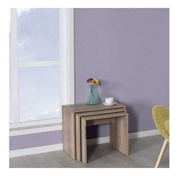 Set 3buc. măsuțe cafea Losuku 2 (nuc deschis)