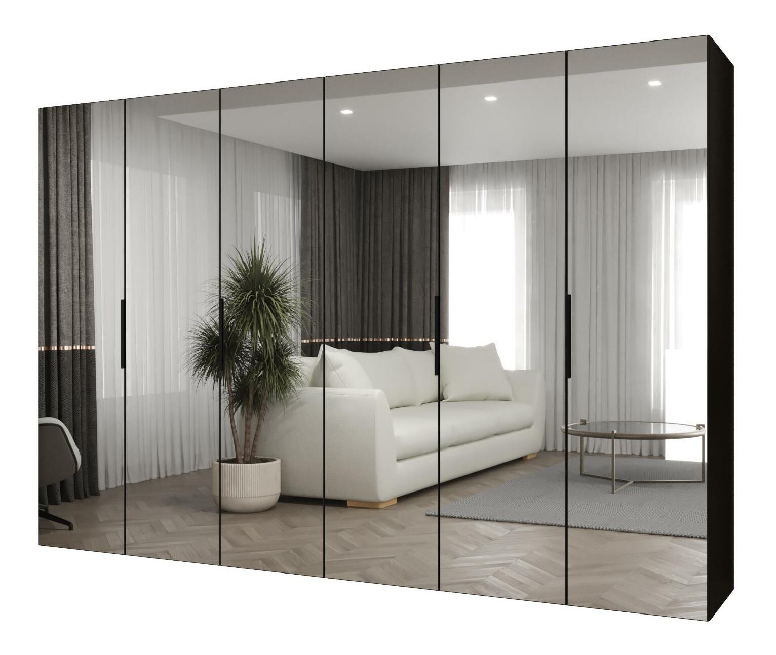 Dulap de haine 300 cm Mirabella 3 (Negru + Negru)