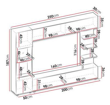 Nappali fal Alanko (kasmír + cremona tölgy)