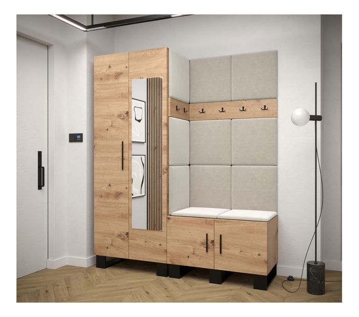 Set za predsoblje Amanda 14 (hrast artisan + bež)