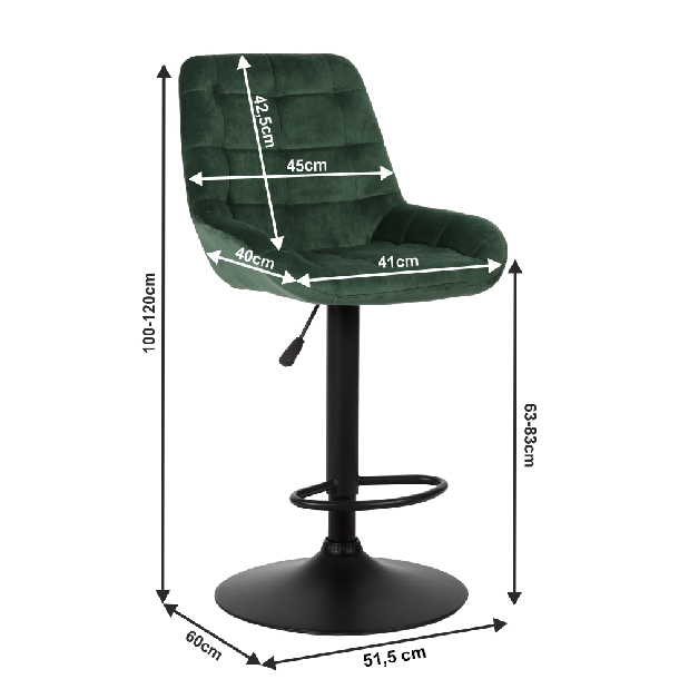 Scaun tip bar Clota (verde)