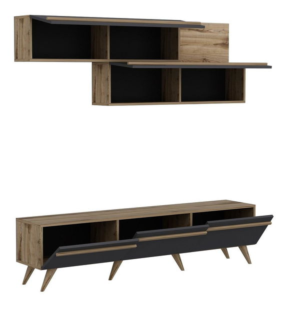 Set za dnevni boravak Amstel (antracit + orah)