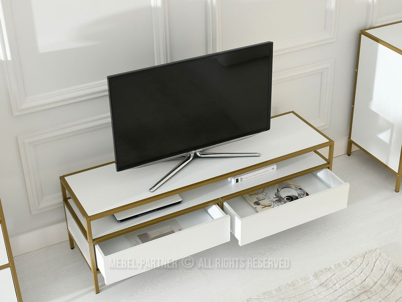 TV asztal/szekrény Soren Rtv (fehér fa + arany)