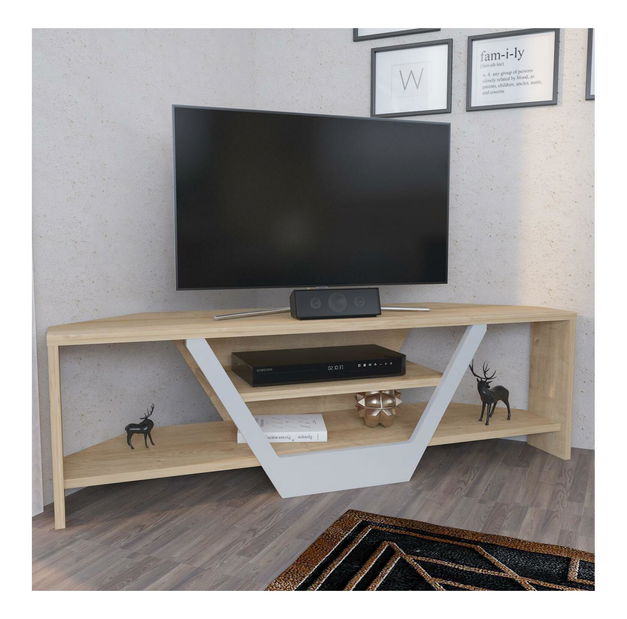 Masă TV/Dulap Sarra (Alb + Stejar) 