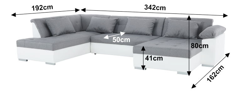 Rohová sedačka U Lenona U (biela + svetlosivá) (L)