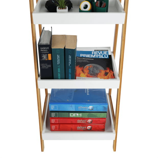 Könyvespolc Rego R2 (Lakkozott bambusz + Fehér) *kiárusítás