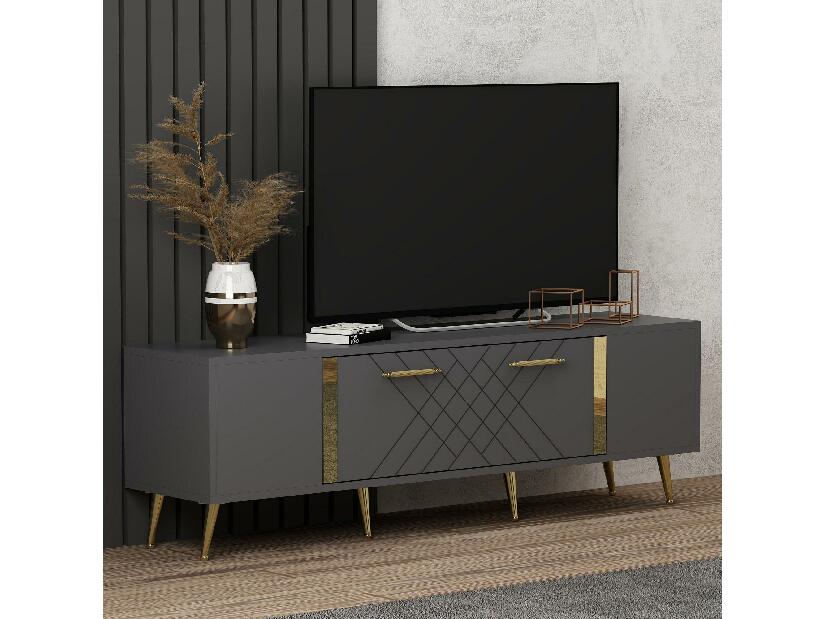 TV asztal/szekrény Tunini (antracit + arany) 