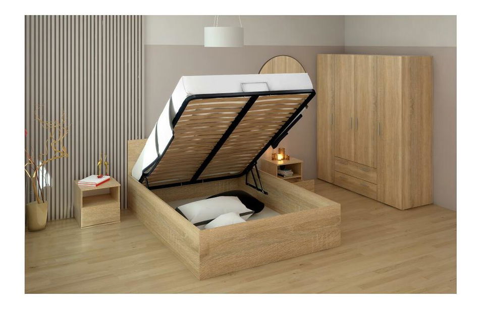 Manželská posteľ 140 cm Discutibles (dub sonoma) (s roštom) (s úl. priestorom)