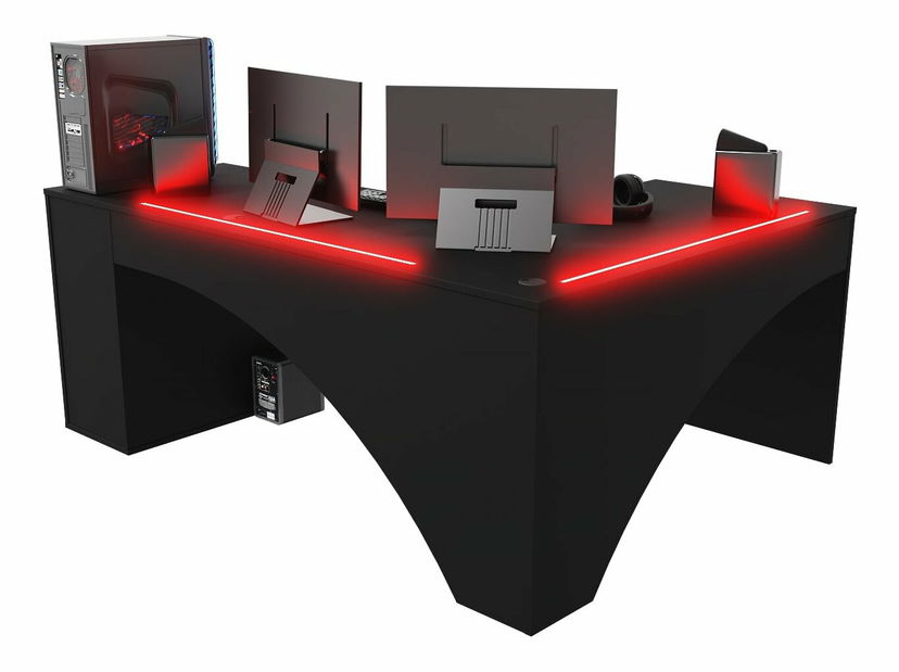 Masă PC de colț Carbon (Negru) (S) (cu iluminat RGB)