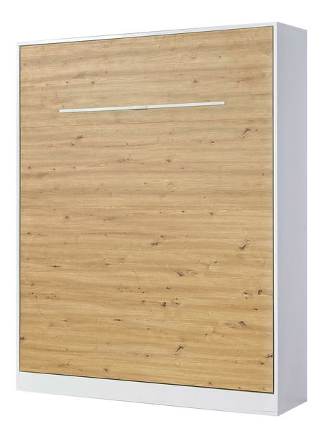 Sklápacia posteľ 160 Perfecto I (biela + dub + biela) (vertikálna) (bez osvetlenia)