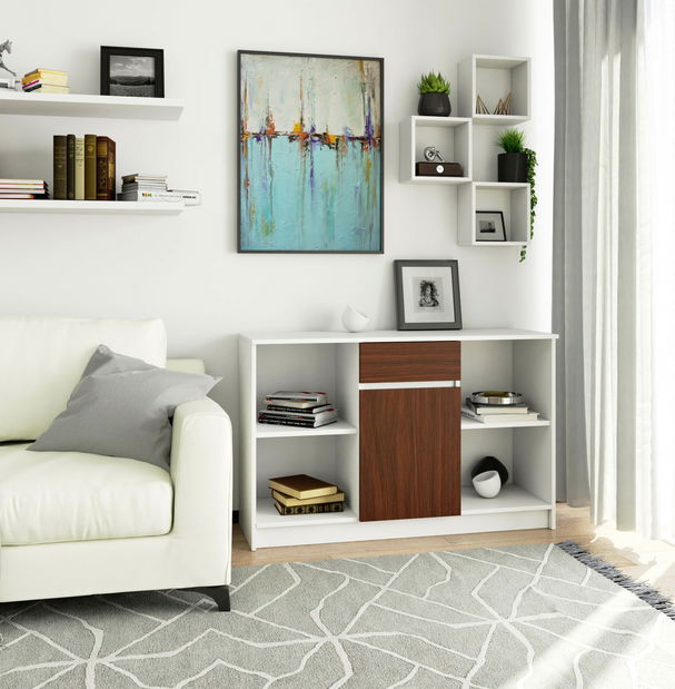 Komoda Briar (biela + wenge)