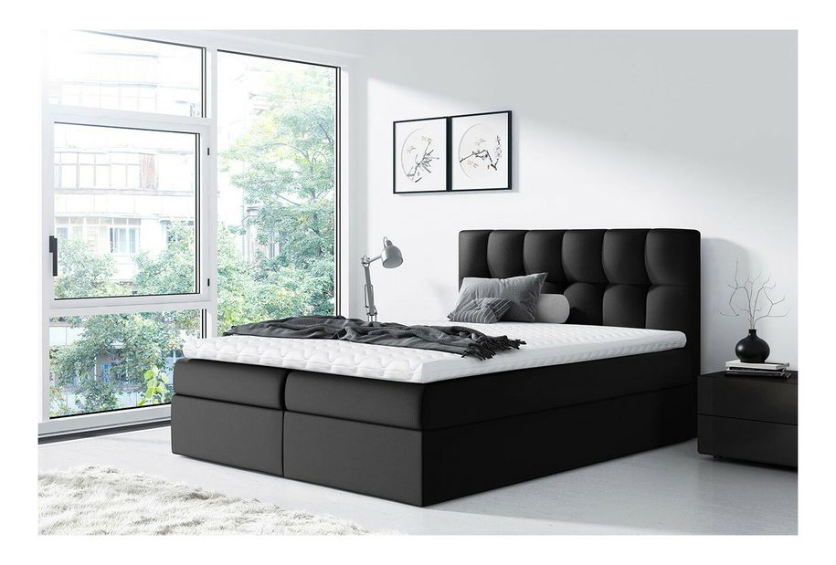 Jednostruki krevet boxspring Maddox (120x200) (ekokoža Soft 011 (crna))