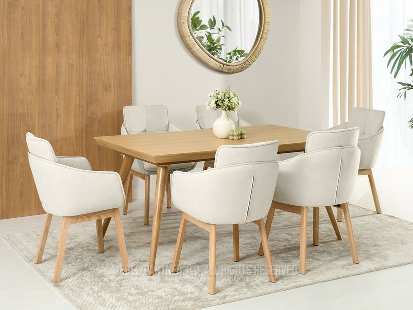 Jedálenská stolička Minimas (krémová + dub)