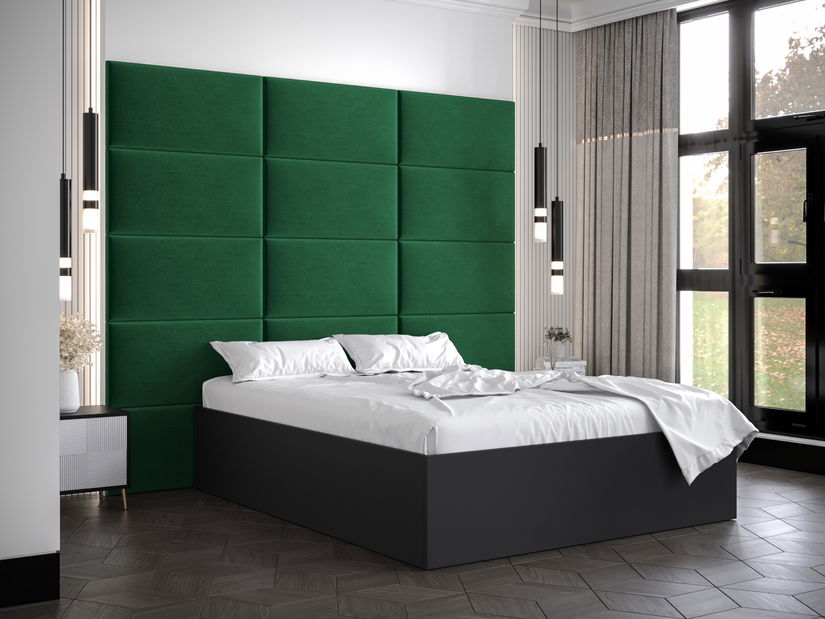 Bračni krevet s tapeciranim uzglavljem 160 cm Brittany 1 (crna mat + zelena) (s podnicom)