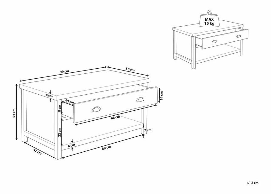Stolić za kavu Catoosa (svijetlo siva)